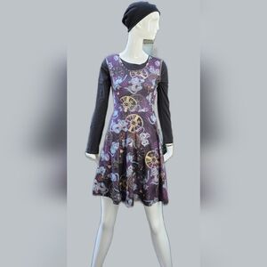 Steampunk Alice In Wonderland Dress With Cheshire Cat X Sm Purple,pink,blue,gold